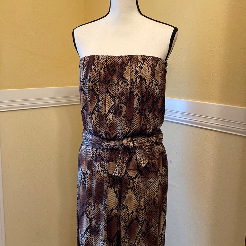 Curations Animal Print Jumpsuit; XL; Strapless; NWOT.